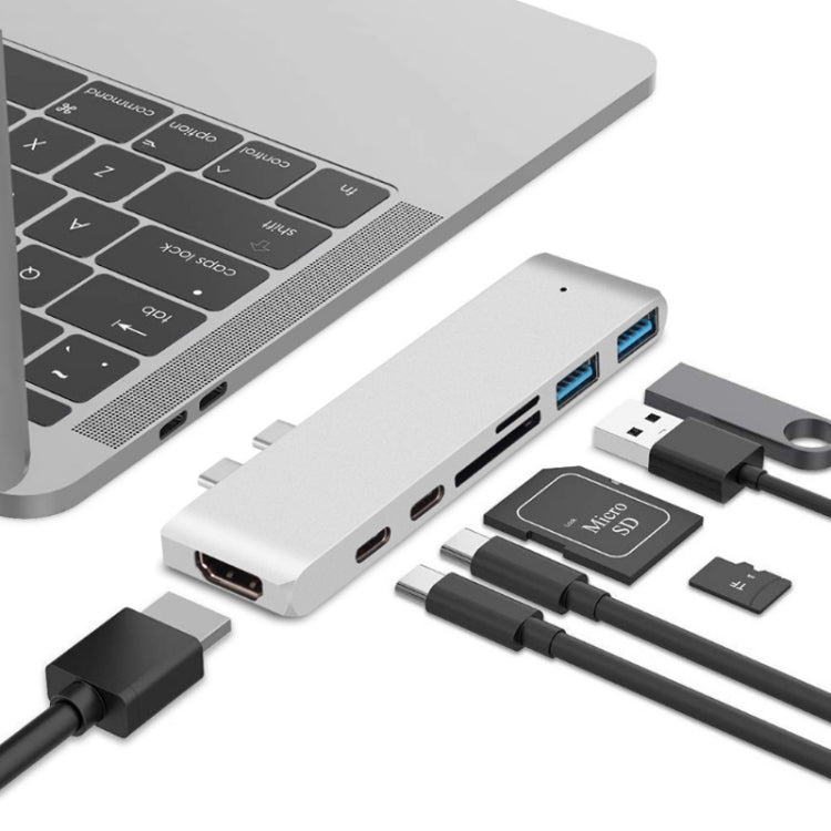 7 In 1 100W USB 3.1 To 20VPD+Card Reader Data+HUB+HDMI 4K Converter