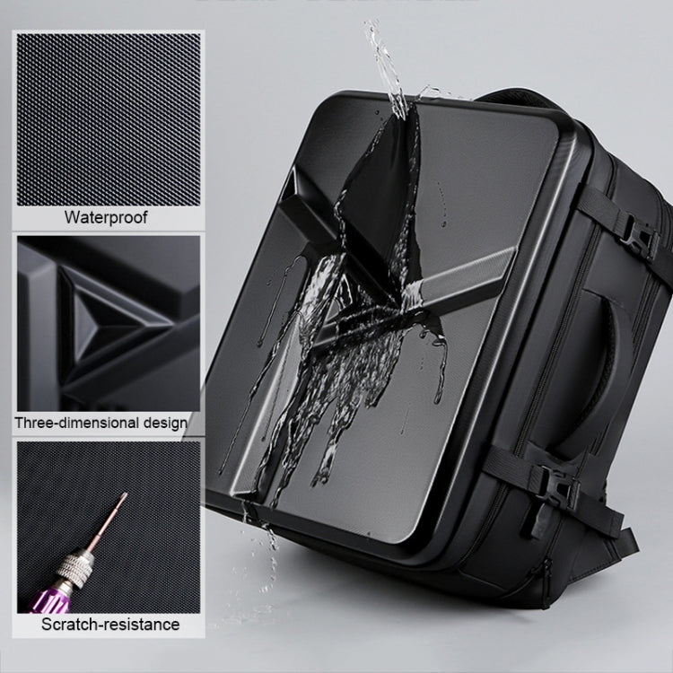 Large-capacity Waterproof Expandable Hard Shell Backpack with USB Charging Hole