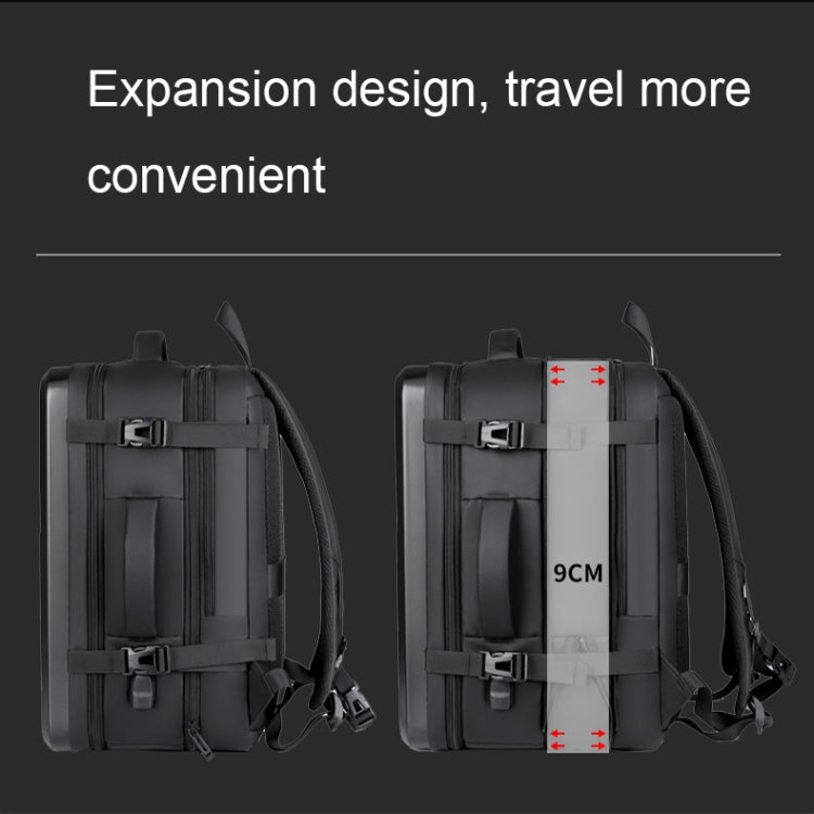Large-capacity Waterproof Expandable Hard Shell Backpack with USB Charging Hole