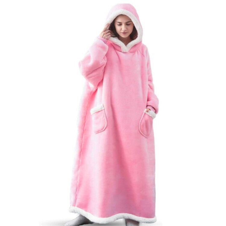 Wearable Flannel Blanket Hoodie for Adult Women and Men