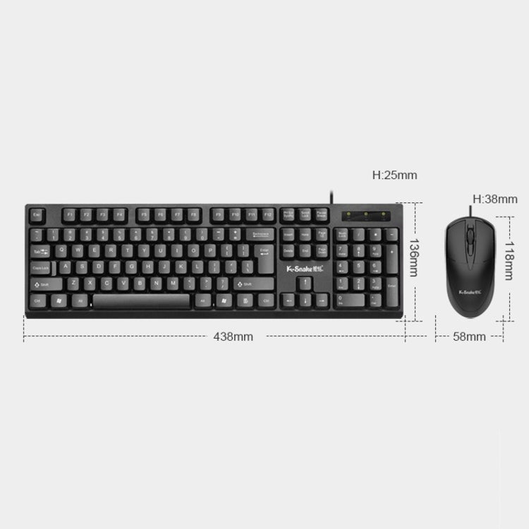 Комплект проводной клавиатуры и мыши K-Snake K001 для настольного компьютера