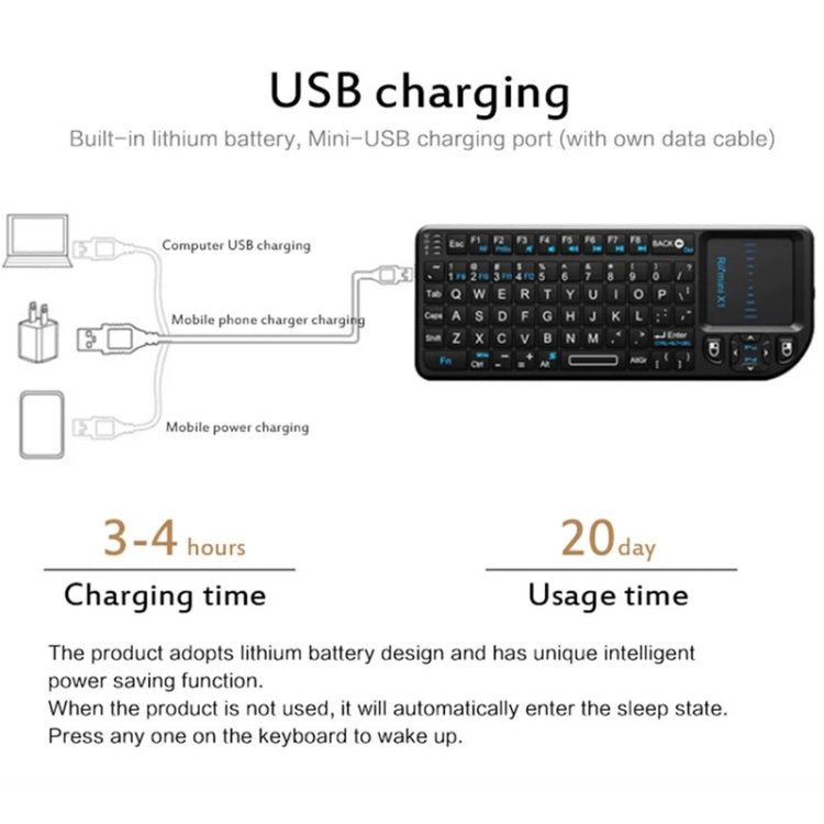 Беспроводная клавиатура Rii X1 2.4G Mini Classic, комплект из клавиатуры и мыши, все в одном