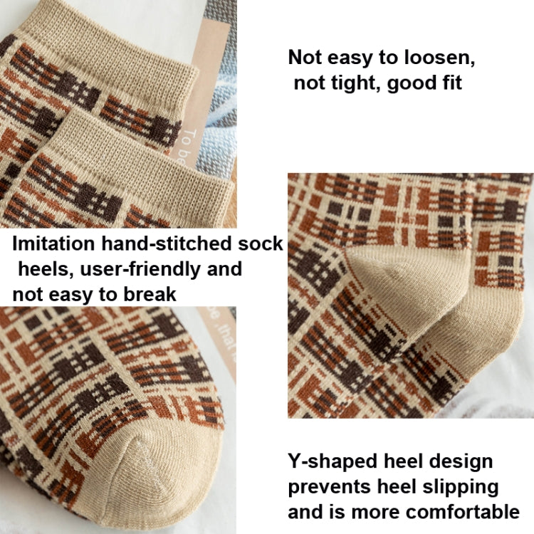1pair Women Autumn and Winter Socks Brown Color Thick Retro Mid-calf Socks