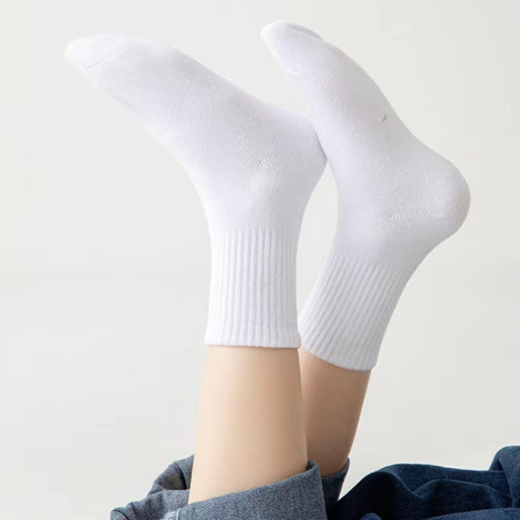 Children Cotton Solid Color Boneless Mid-Calf Breathable Sweat-Absorbent Socks