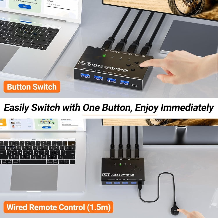 KC-KM434B USB3.0 4-портовое USB-устройство для совместного использования с 4-портовым принтером, клавиатурой, мышью и переключателем