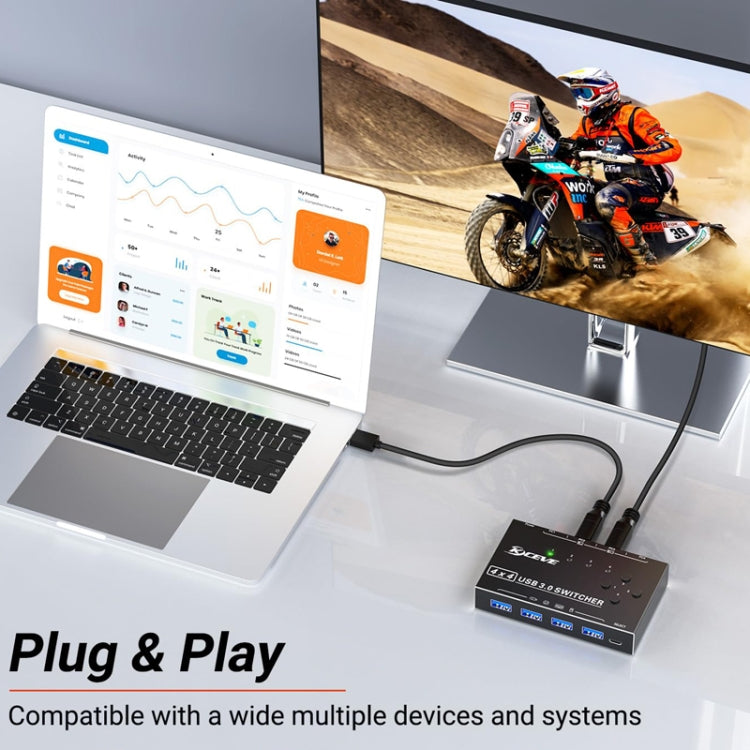 KC-KM434B USB3.0 4-портовое USB-устройство для совместного использования с 4-портовым принтером, клавиатурой, мышью и переключателем
