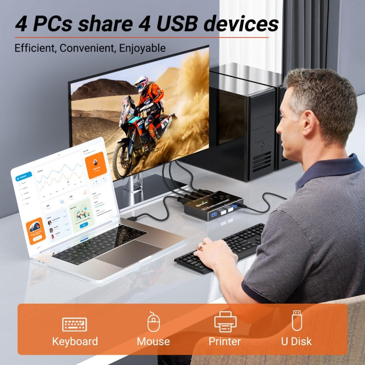 KC-KM434B USB3.0 4-портовое USB-устройство для совместного использования с 4-портовым принтером, клавиатурой, мышью и переключателем