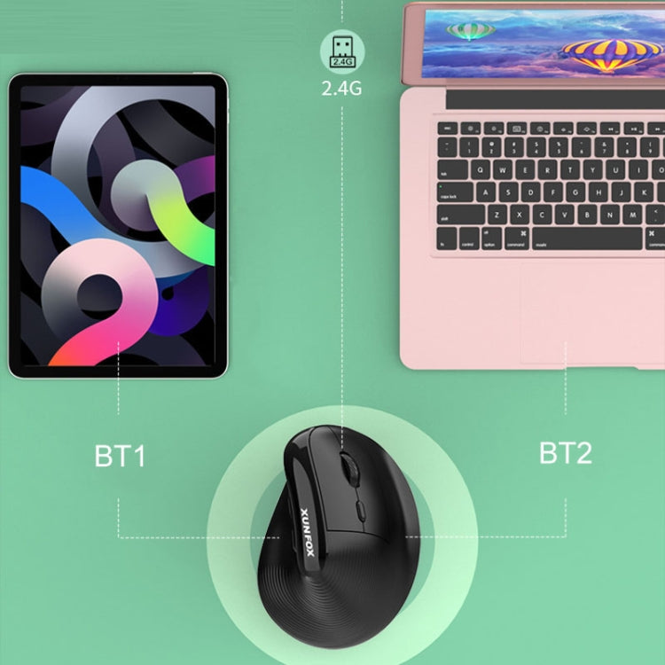 XUNSVFOX H5 Upright Vertical Dual Mode Mouse Rechargeable Wireless Business Office Mouse