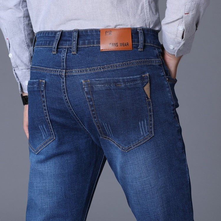Men Business Casual Workwear Jeans Stretch Loose Straight Leg Jeans