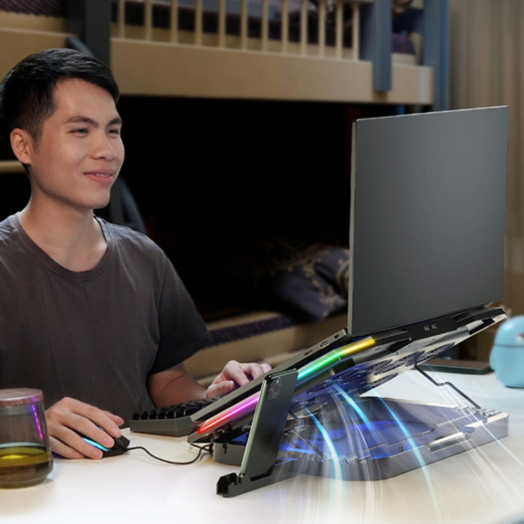 ICE COOREL 8 ventilatoru regulējams klēpjdatora statīva radiators ar RGB apkārtējās vides apgaismojumu