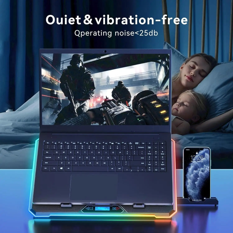 ICE COOREL K15C viedais regulējamais klēpjdatora radiatora pamats ar RGB apgaismojuma efektu