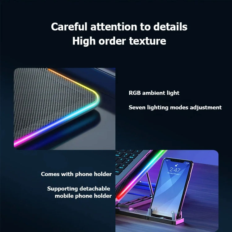 ICE COOREL A9R regulējams klēpjdatora statīva radiators ar 6 ventilatoriem un RGB atmosfēras apgaismojumu