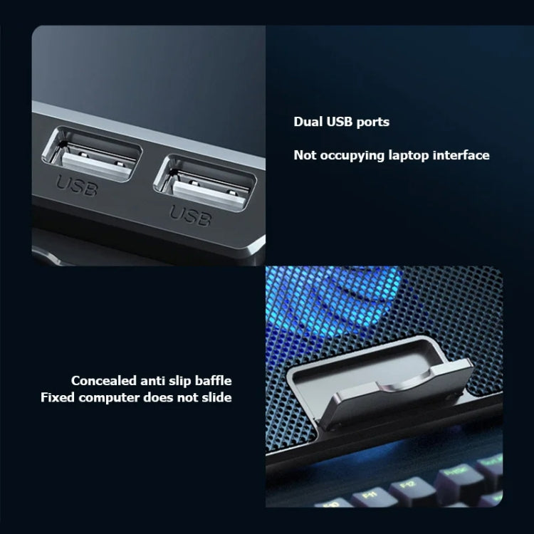 ICE COOREL A9R regulējams klēpjdatora statīva radiators ar 6 ventilatoriem un RGB atmosfēras apgaismojumu