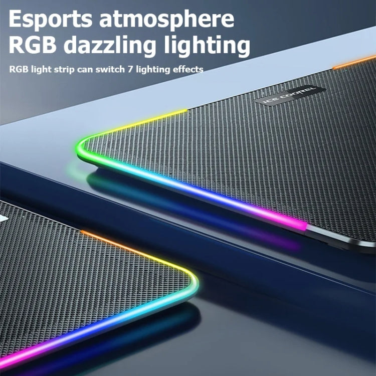 ICE COOREL A9R regulējams klēpjdatora statīva radiators ar 6 ventilatoriem un RGB atmosfēras apgaismojumu