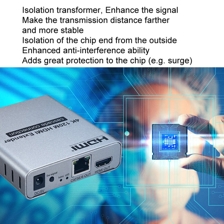 HDMI viena kabeļa 120 m raidītājs/uztvērējs pagarinātājs 4K HD raidītājs