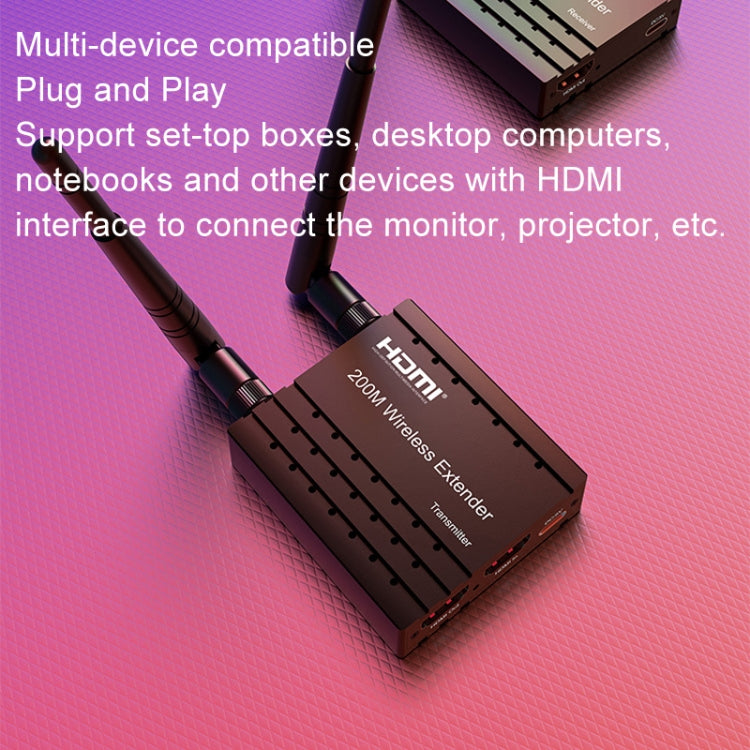 200 m bezvadu HDMI signāla pastiprinātājs, raidītājs+uztvērējs