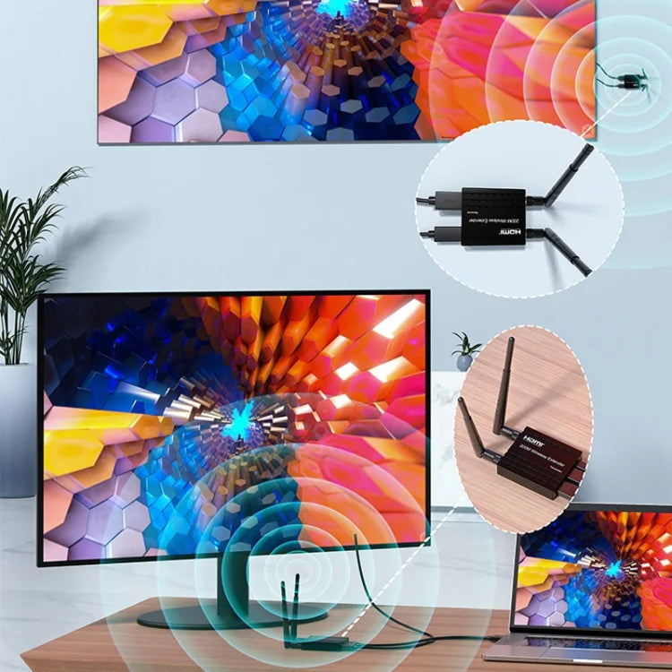 200 m bezvadu HDMI signāla pastiprinātājs, raidītājs+uztvērējs