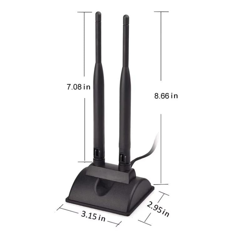 2.4G/5G divjoslu antena ar 2 RP-SMA vīriešu savienotājiem bezvadu WIFI maršrutētāja tīkla karte ar augstu pastiprinājuma pagarinājuma antenu