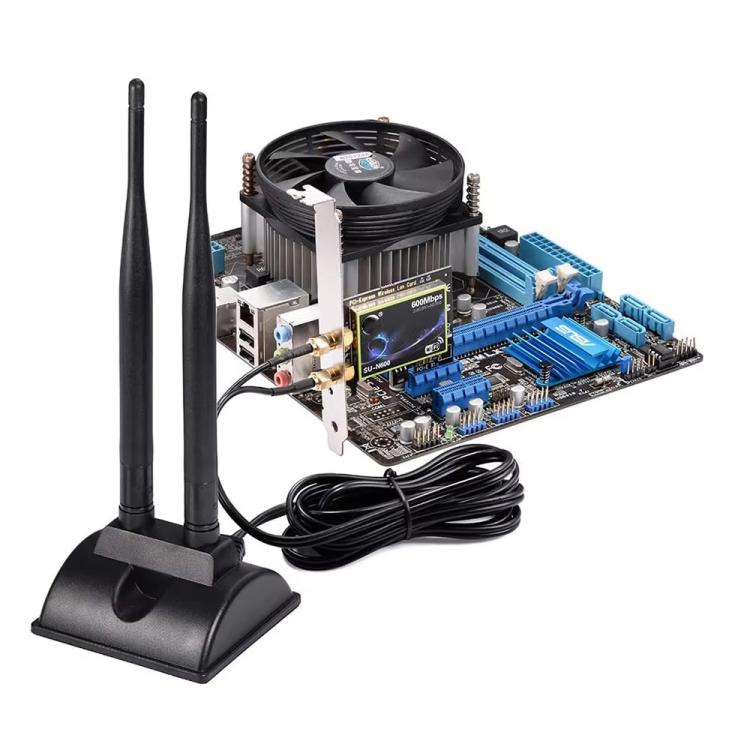 2.4G/5G divjoslu antena ar 2 RP-SMA vīriešu savienotājiem bezvadu WIFI maršrutētāja tīkla karte ar augstu pastiprinājuma pagarinājuma antenu