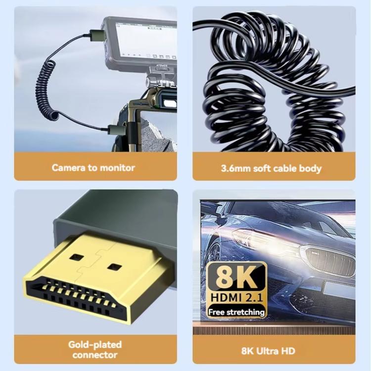 8K 60Hz HDMI 2.1 atsperes kabelis 0,5 m garumā