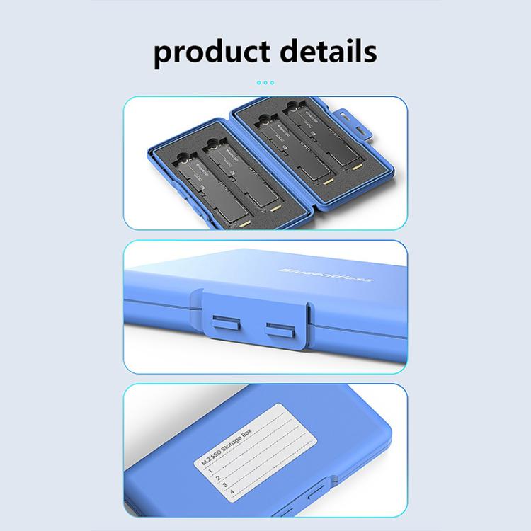 Blueendless M1 universāla M.2 SSD triecienizturīga un ūdensnecaurlaidīga uzglabāšanas kaste
