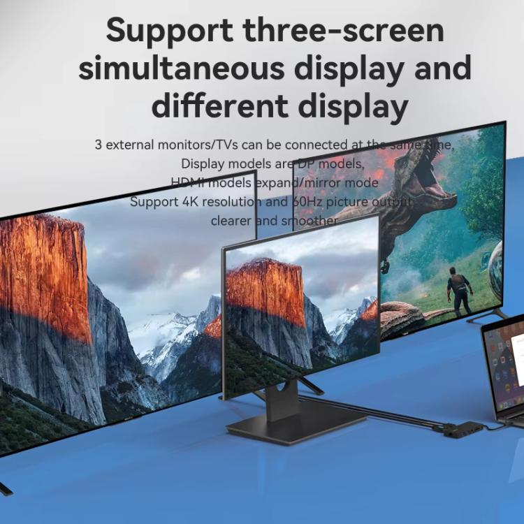 Blueendless Type-C Gigabit Ethernet Port Multi-Screen Different Display HUB