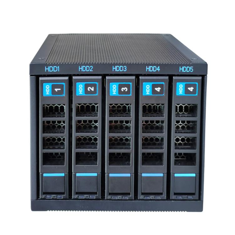 5 nodalījumu karstās nomaiņas cieto disku korpuss, 3,5 collu/2,5 collu HDD/SSD, saderīgs ar 3x5,25 collu optisko disku pozīciju