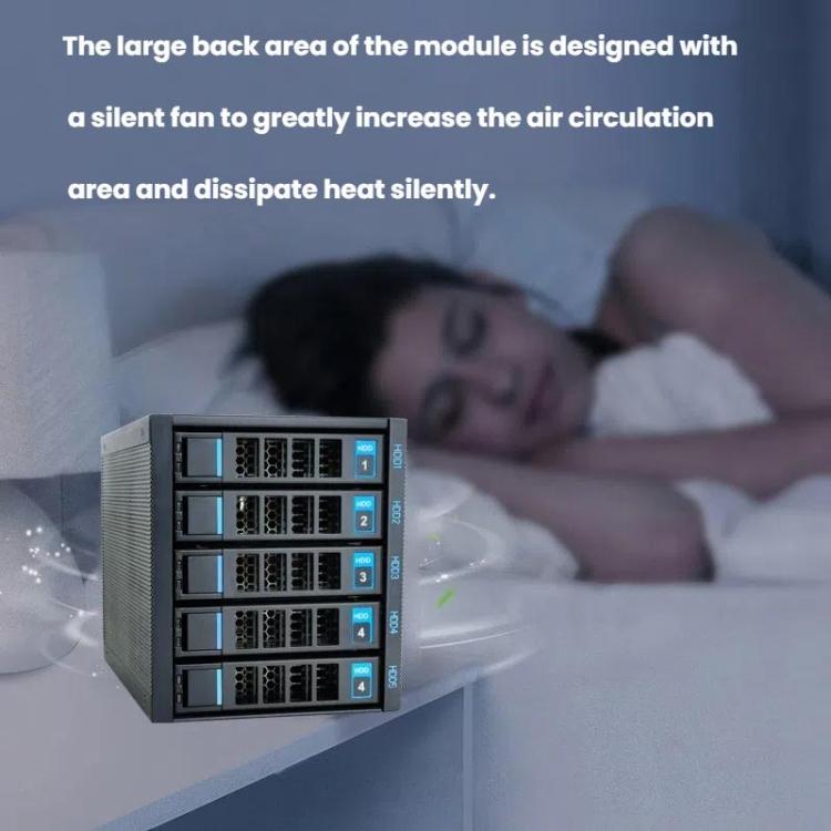 5 nodalījumu karstās nomaiņas cieto disku korpuss, 3,5 collu/2,5 collu HDD/SSD, saderīgs ar 3x5,25 collu optisko disku pozīciju