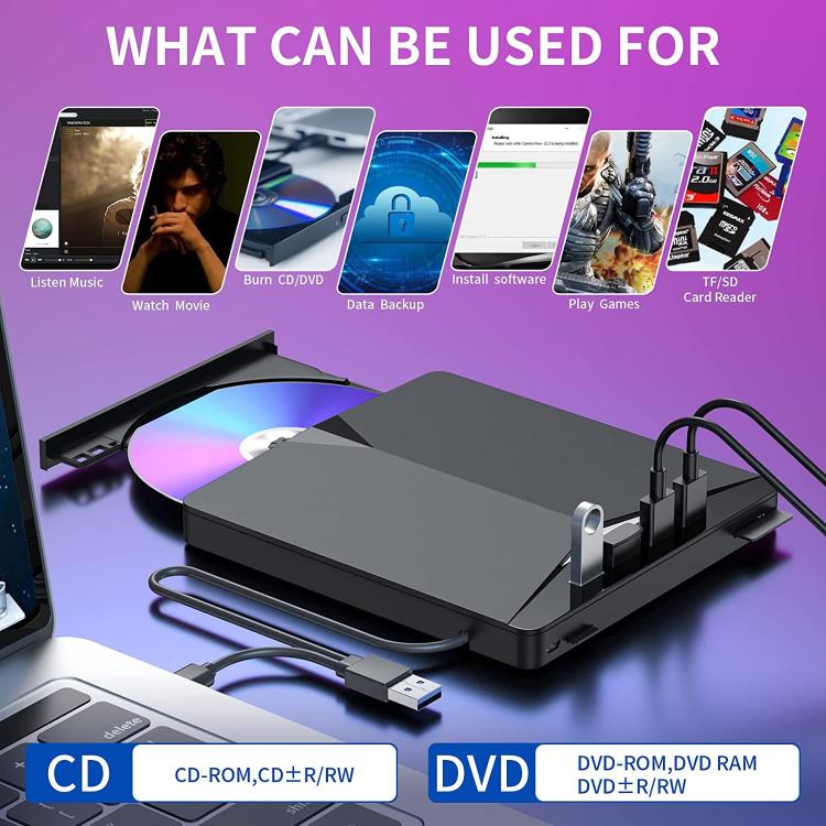 Внешний съемный оптический привод USB3.0 / Type-C, DVD / CD, многоинтерфейсный пишущий привод