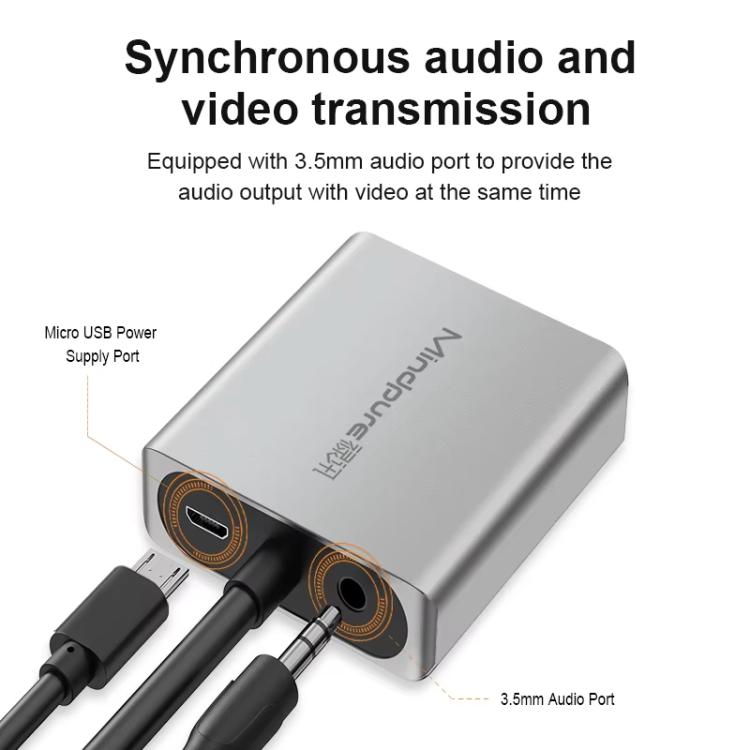 Преобразователь VGA в HDMI для компьютерного монитора, кабель-адаптер с аудиоблоком питания