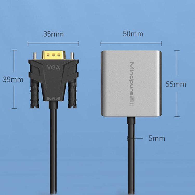 Преобразователь VGA в HDMI для компьютерного монитора, кабель-адаптер с аудиоблоком питания