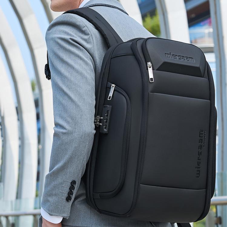 Wiersaam Men Waterproof Anti-Theft Business Backpack Travel Laptop Bag With USB Charging Port & Password Lock