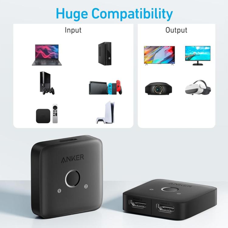 ANKER A83H1 4K 2 ieejas/1 izejas dokstacija HDMI pārveidotājs