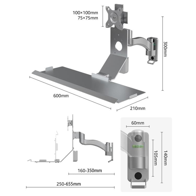 Monitor Bracket Industrial Equipment Cabinet Wall Mount All-In-One Stand Mouse Keyboard Bracket