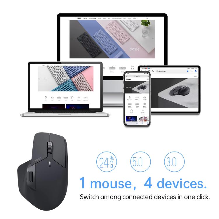 Rapoo bezvadu trīskāršā režīma peles ergonomiska galda datora klēpjdatora biznesa biroja pele