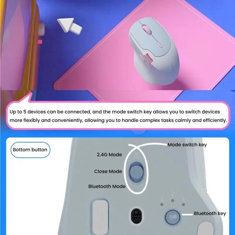 Rapoo MT560 3 režīmu bezvadu Bluetooth pele, ergonomiska galda un klēpjdatora pele