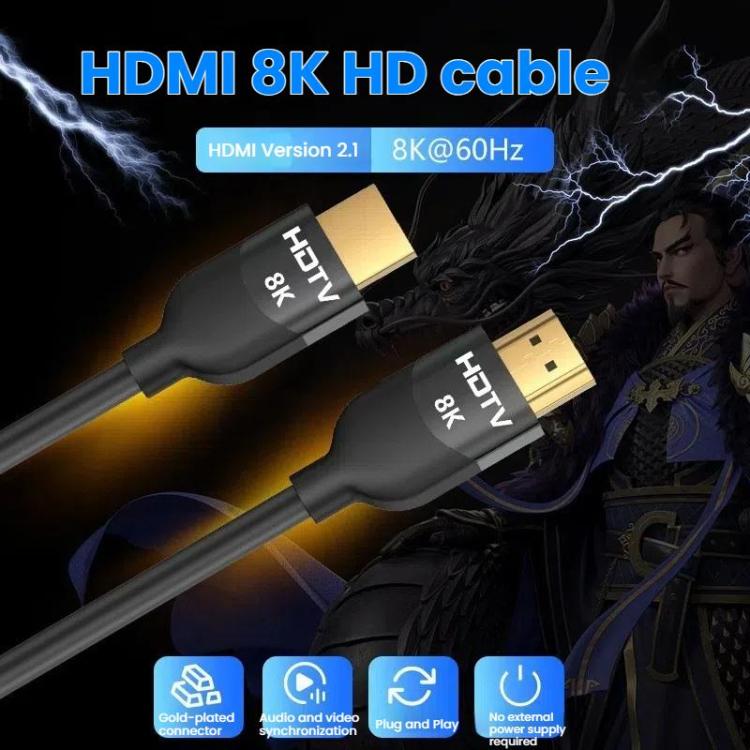 VegGieg W-H114 HDMI 2.1 HD kabelis 8K 60Hz TV dekoderis datora monitors projekcijas video kabelis