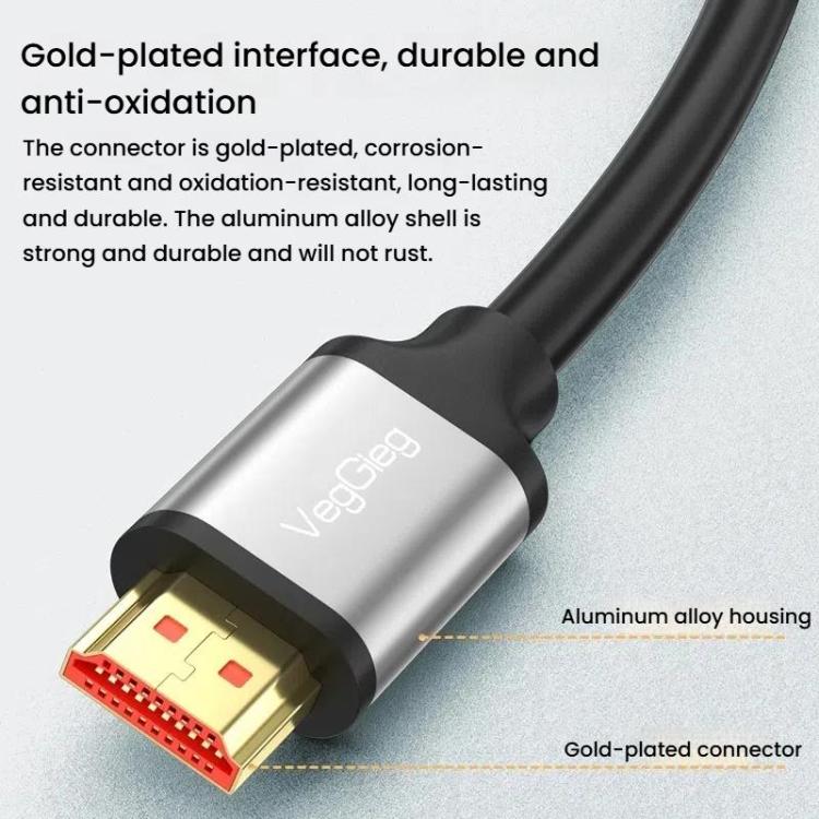 VegGieg V-H301 HDMI 2.0 HD kabelis 4K 60Hz TV dekoderis datora monitors projekcijas video kabelis