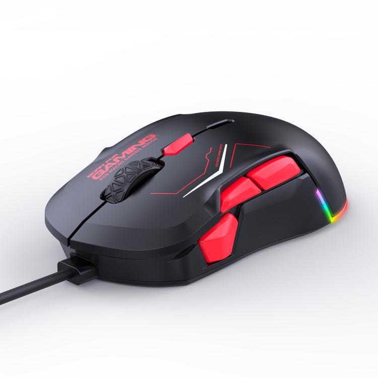 Проводная игровая мышь MKESPN 12800 DPI для обеих рук — 10 программируемых кнопок, настраиваемая RGB-подсветка, симметричный дизайн
