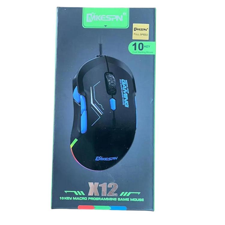 Проводная игровая мышь MKESPN 12800 DPI для обеих рук — 10 программируемых кнопок, настраиваемая RGB-подсветка, симметричный дизайн