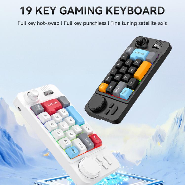 Проводная игровая клавиатура MKESPN с 19 клавишами, USB-C, программированием макросов, возможностью горячей замены, ручкой управления и колесом прокрутки джойстика