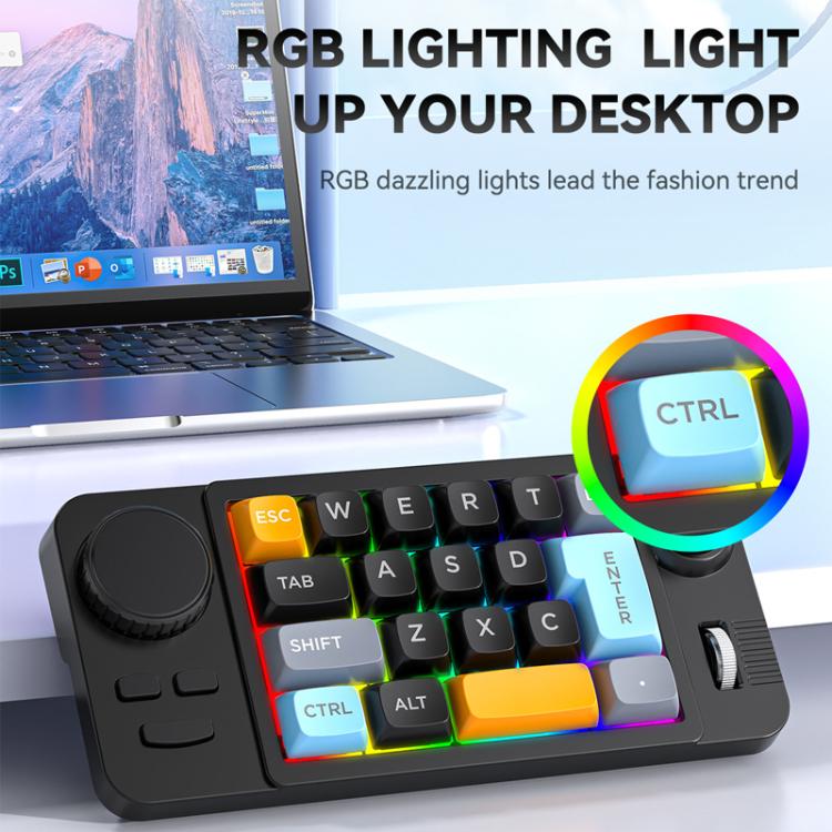 Проводная игровая клавиатура MKESPN с 19 клавишами, USB-C, программированием макросов, возможностью горячей замены, ручкой управления и колесом прокрутки джойстика