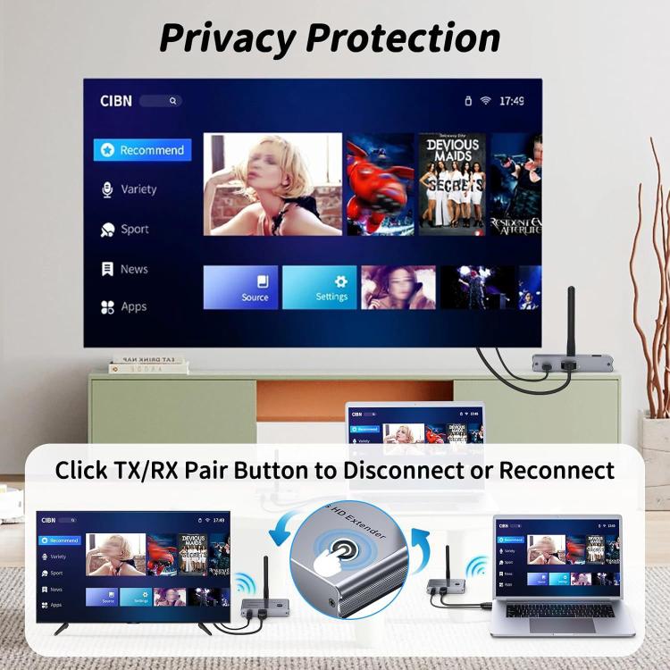 2 vienā 4K 30Hz bezvadu HDMI paplašinātājs 100m punkta-punkta HD video raidītājs, raidītājs+uztvērējs