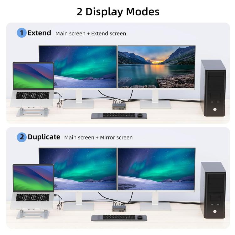 KVEVE KC-KVM202CH USB 3.0 KVM-переключатель с поддержкой двух мониторов 4K 60 Гц