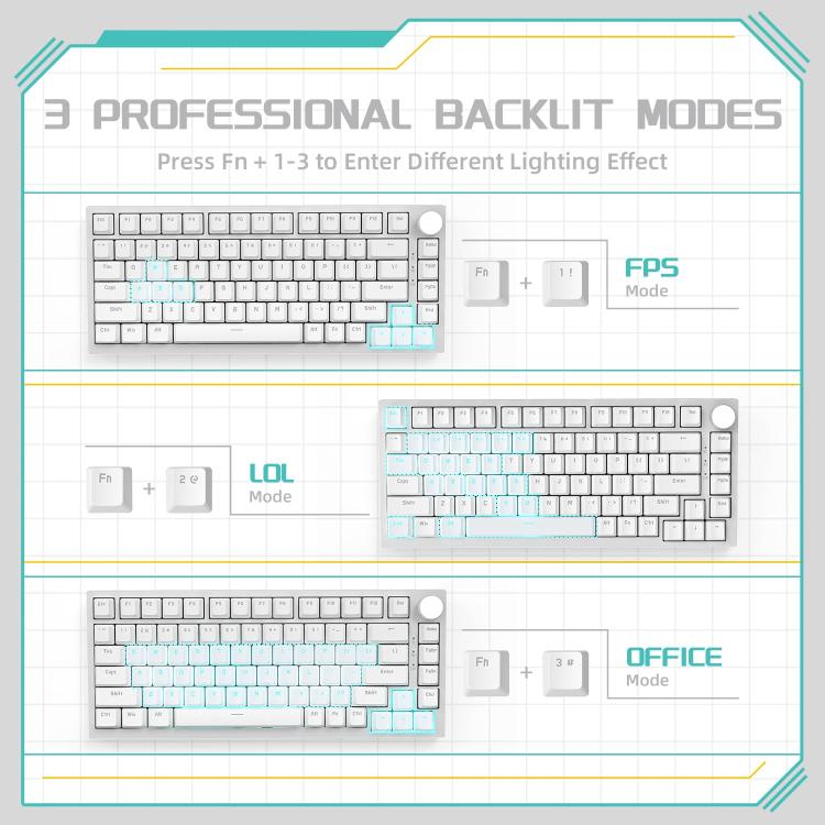 Ajazz AK820 Hot Swappable Wired Mechanical Keyboard With Light