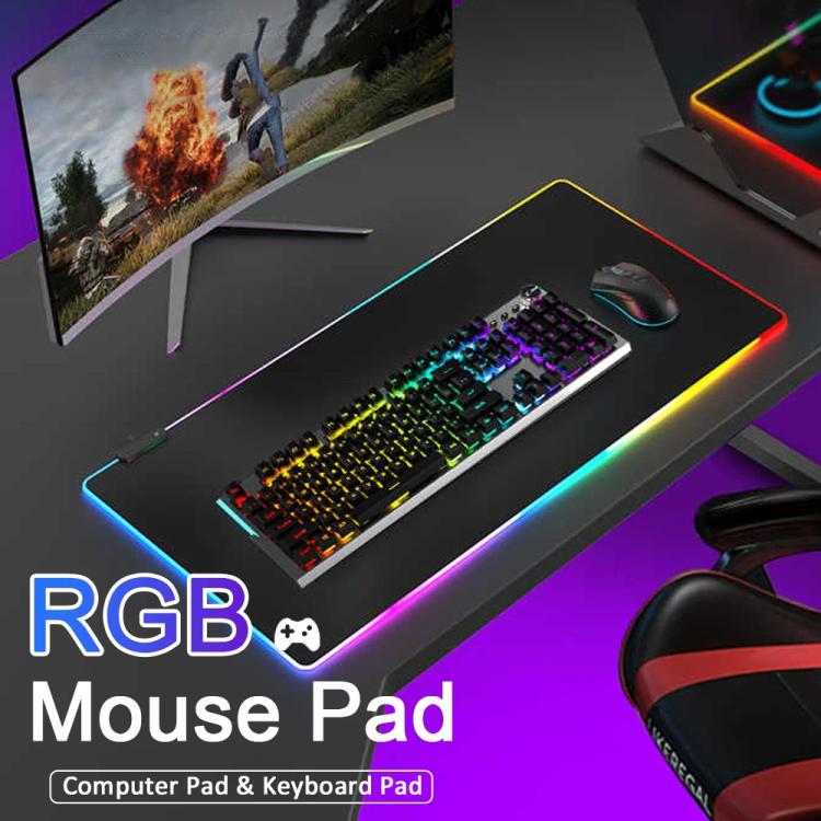 Micro-USB LED Glowing Mouse Keyboard Pad RGB Colorful Lights Locked Edge Thickened Mouse Desk Pad