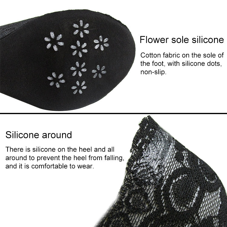 Summer Girl Silica Gel Lace Boat Socks Invisible Cotton Sole Non-slip Antiskid Slippers Anti-Slip Sock