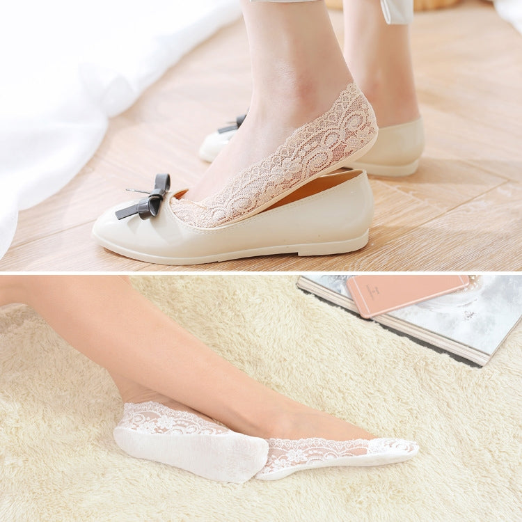Summer Girl Silica Gel Lace Boat Socks Invisible Cotton Sole Non-slip Antiskid Slippers Anti-Slip Sock