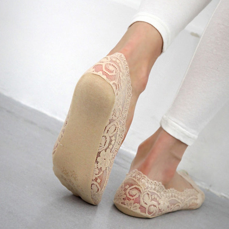 Summer Girl Silica Gel Lace Boat Socks Invisible Cotton Sole Non-slip Antiskid Slippers Anti-Slip Sock