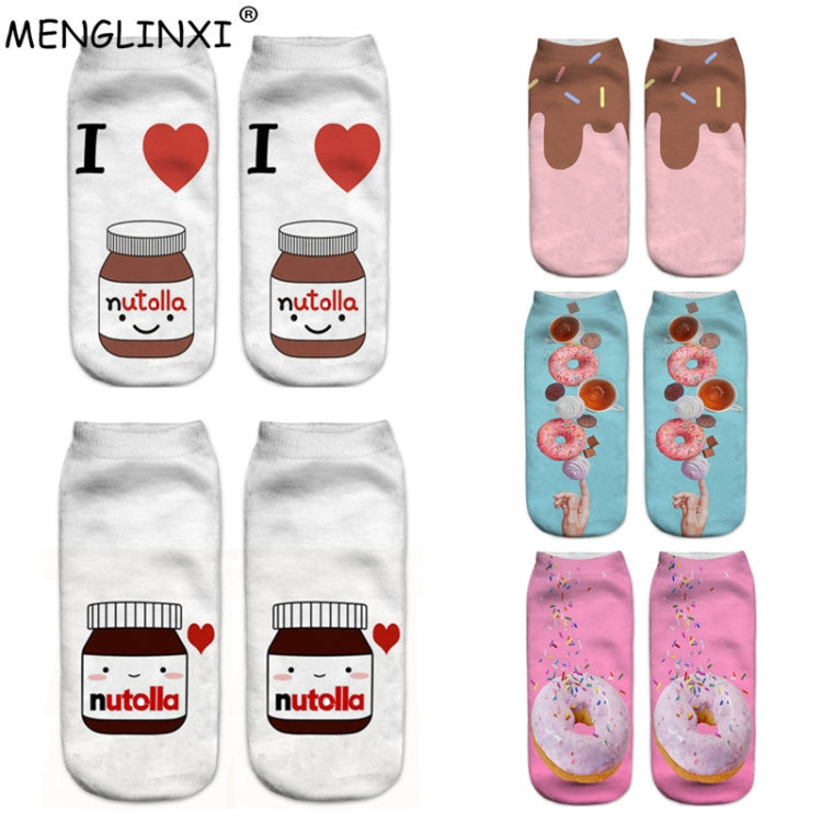 12 PairsFood And Fruit Print 3D Kawaii Socks